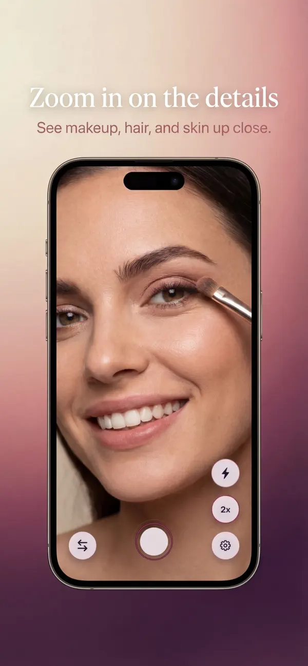 Zoom slider magnifying the mirror view for close-up detail